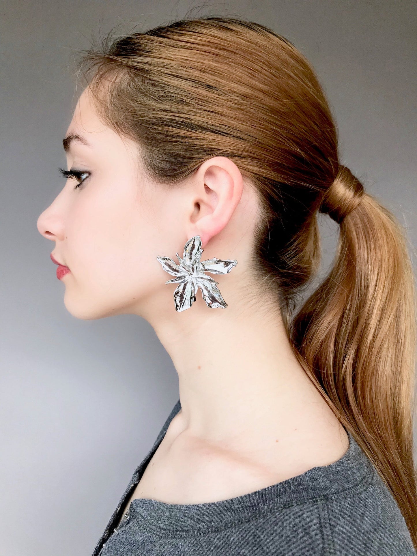 Large gold flower earrings