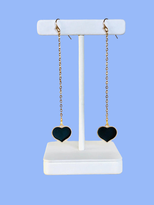 Black hearts drop earrings