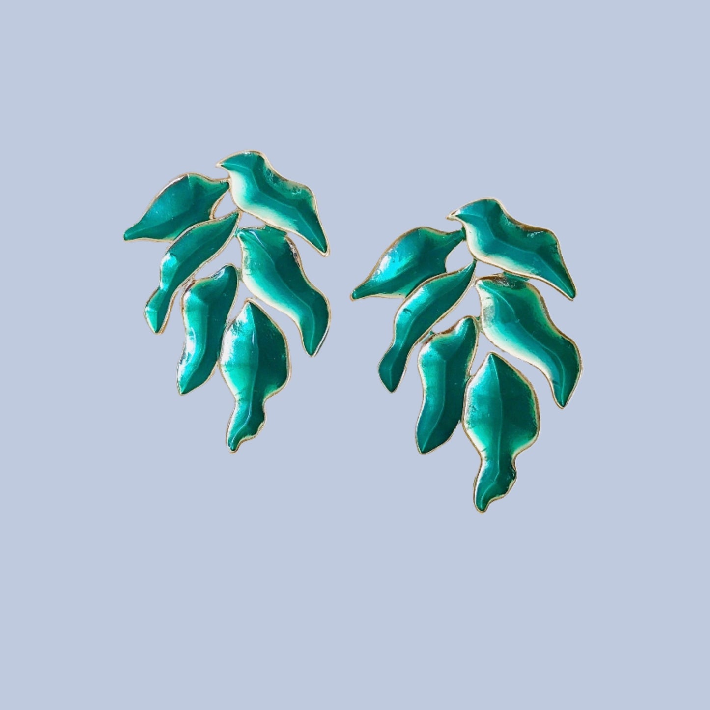 Green leaf earrings
