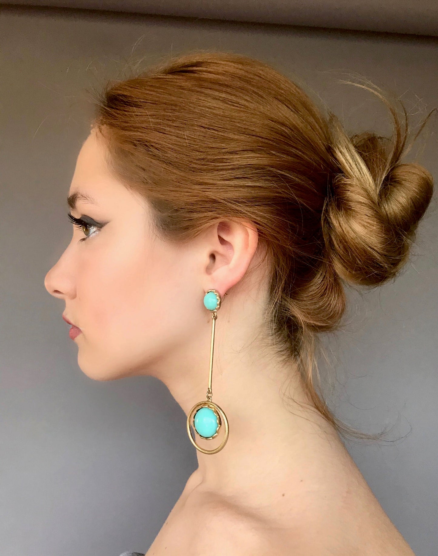 Large turquoise drop earrings