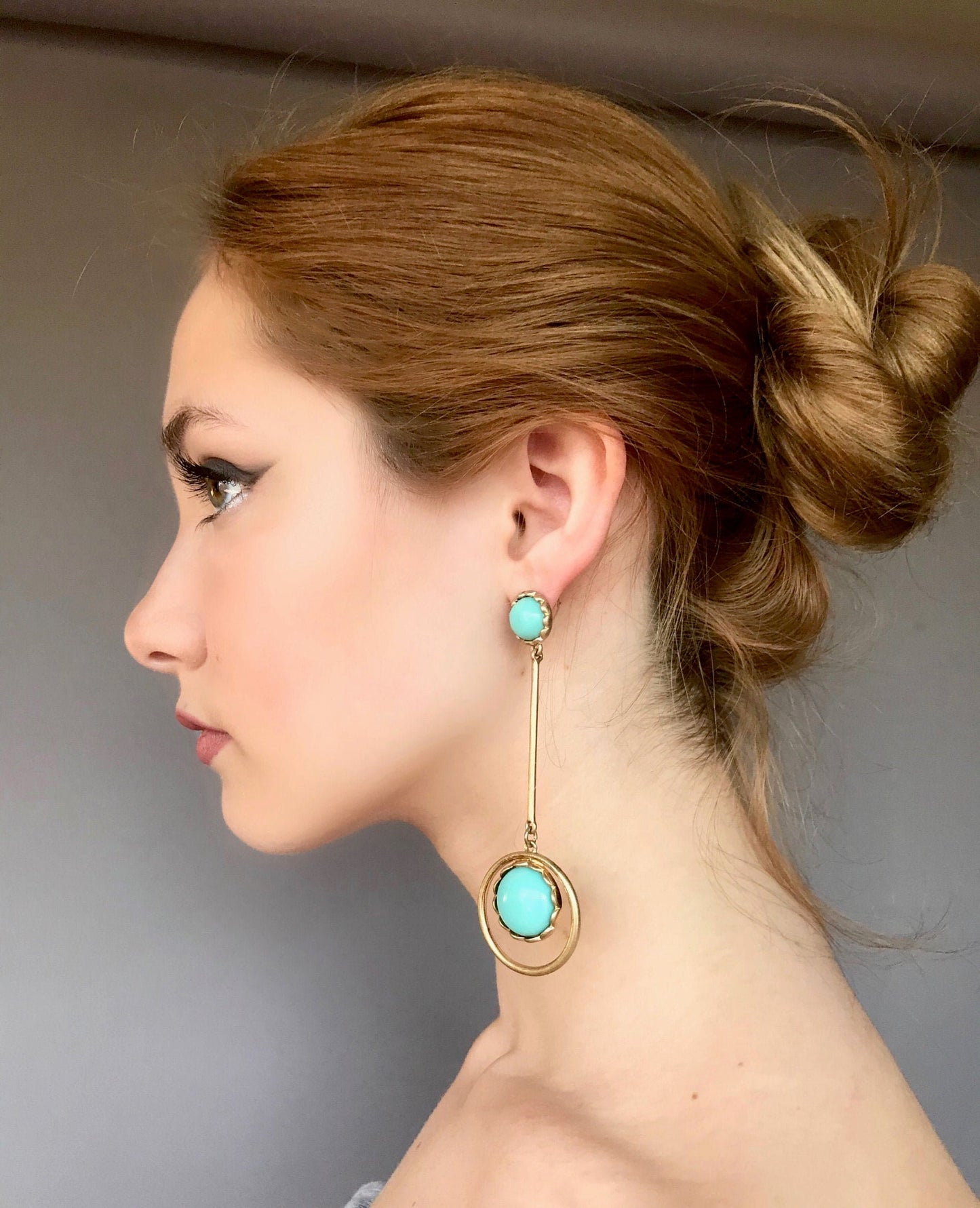 Large turquoise drop earrings