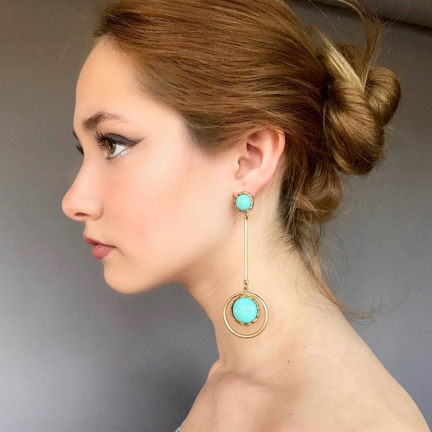 Large turquoise drop earrings