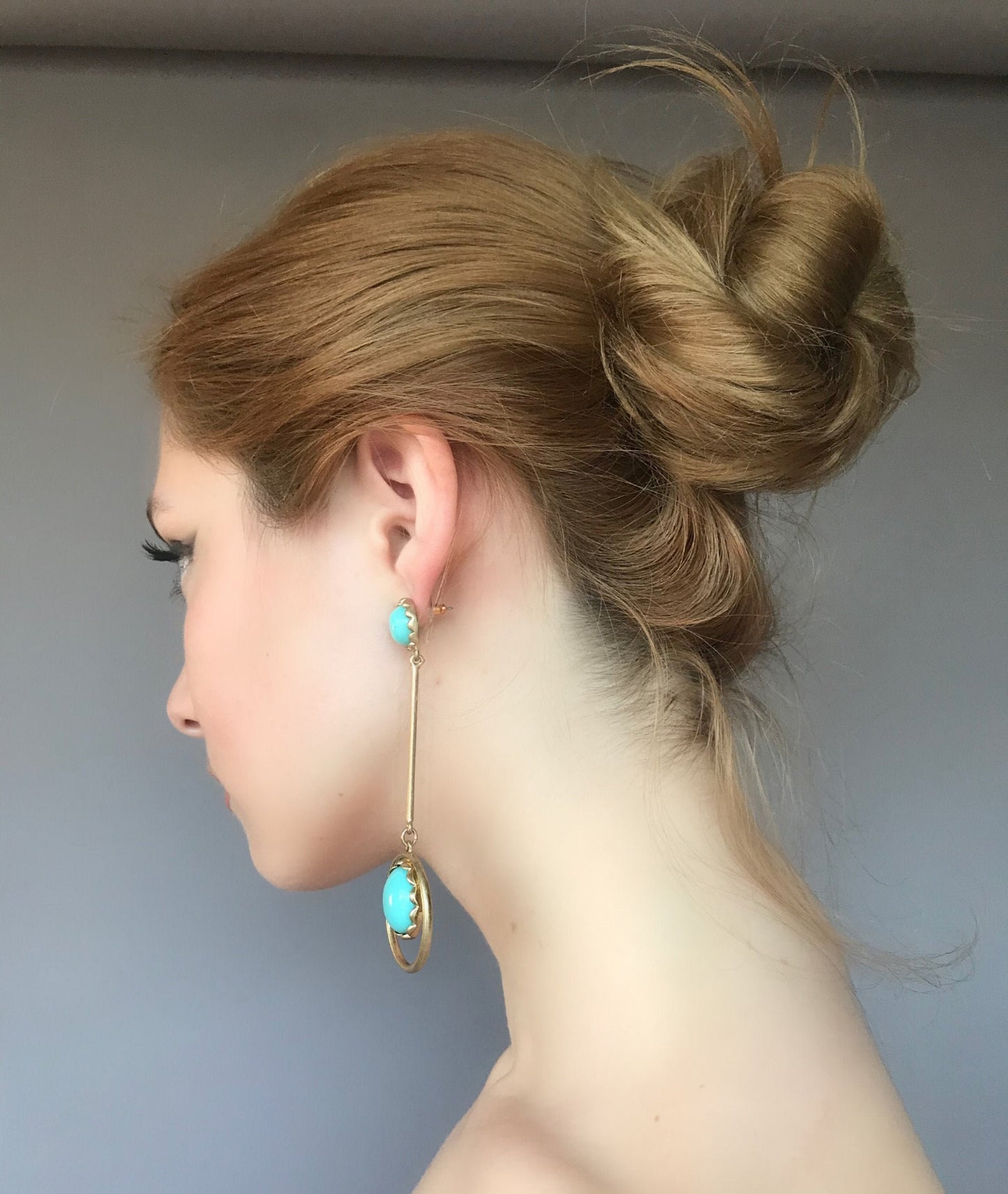 Large turquoise drop earrings