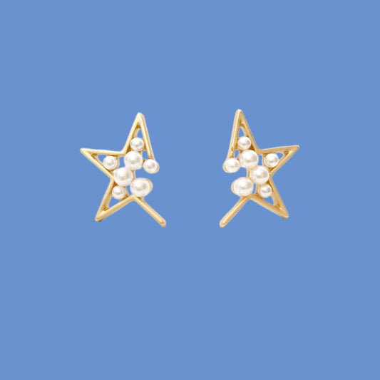 Pearl star earrings