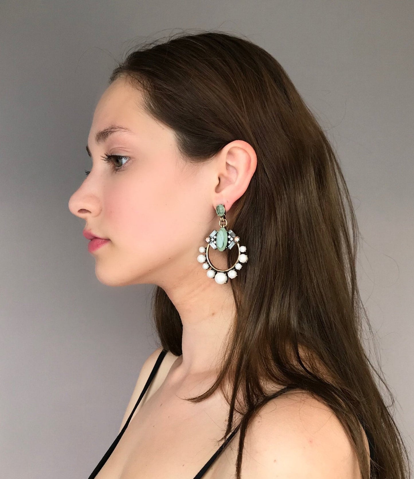 Art deco pearl earrings