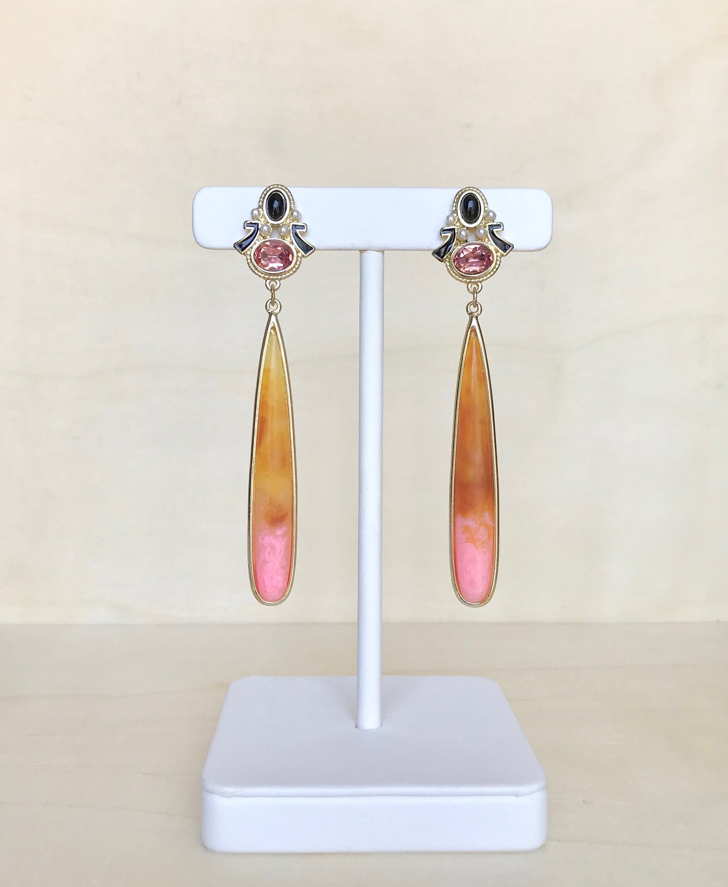 Long teardrop statement earrings