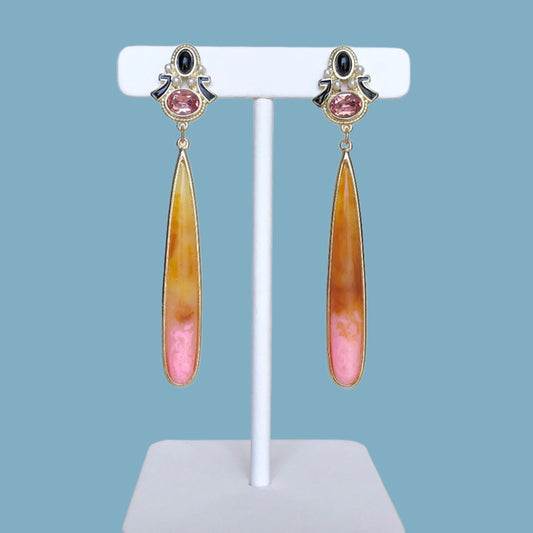 Long teardrop statement earrings