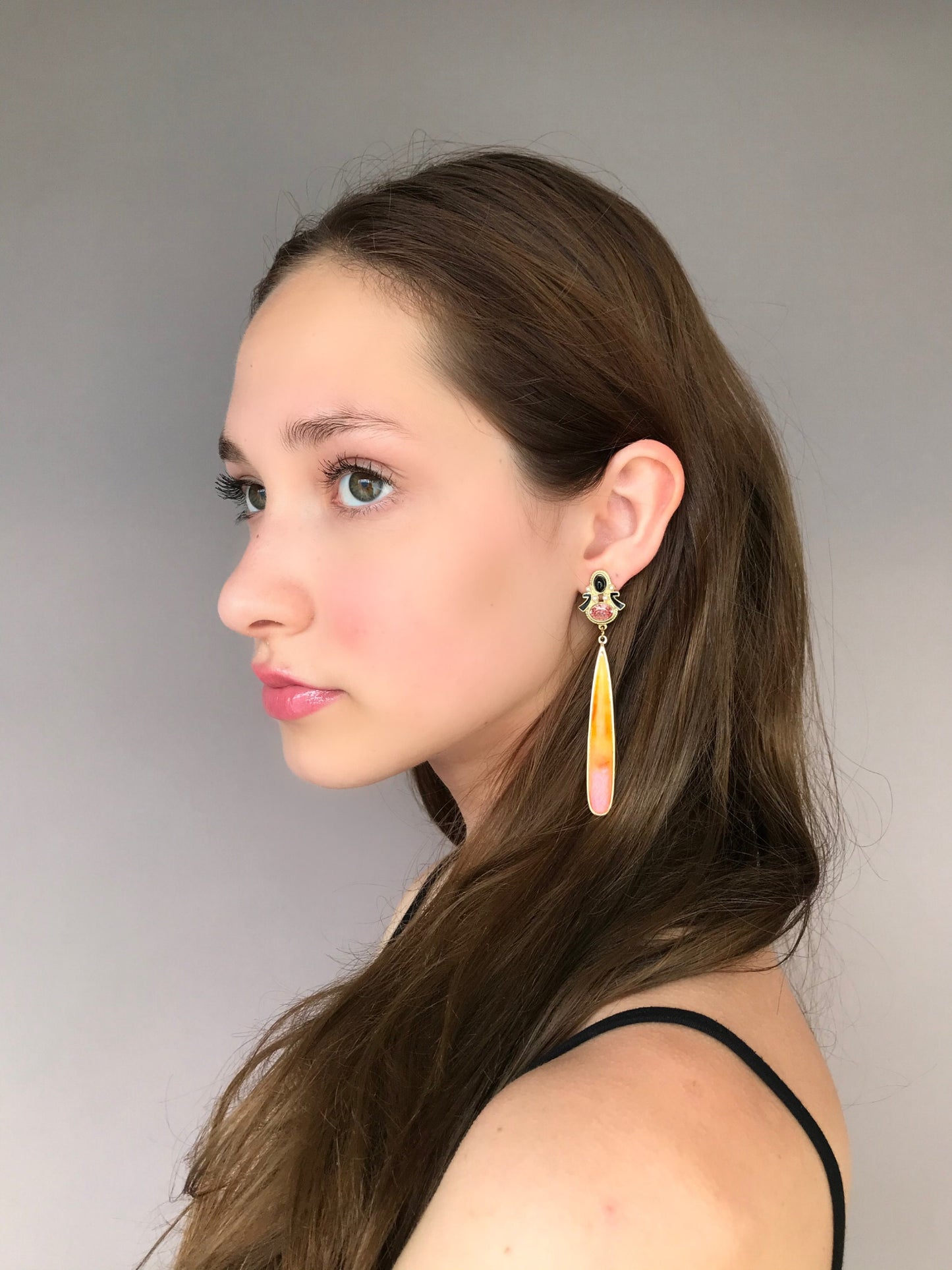 Long teardrop statement earrings