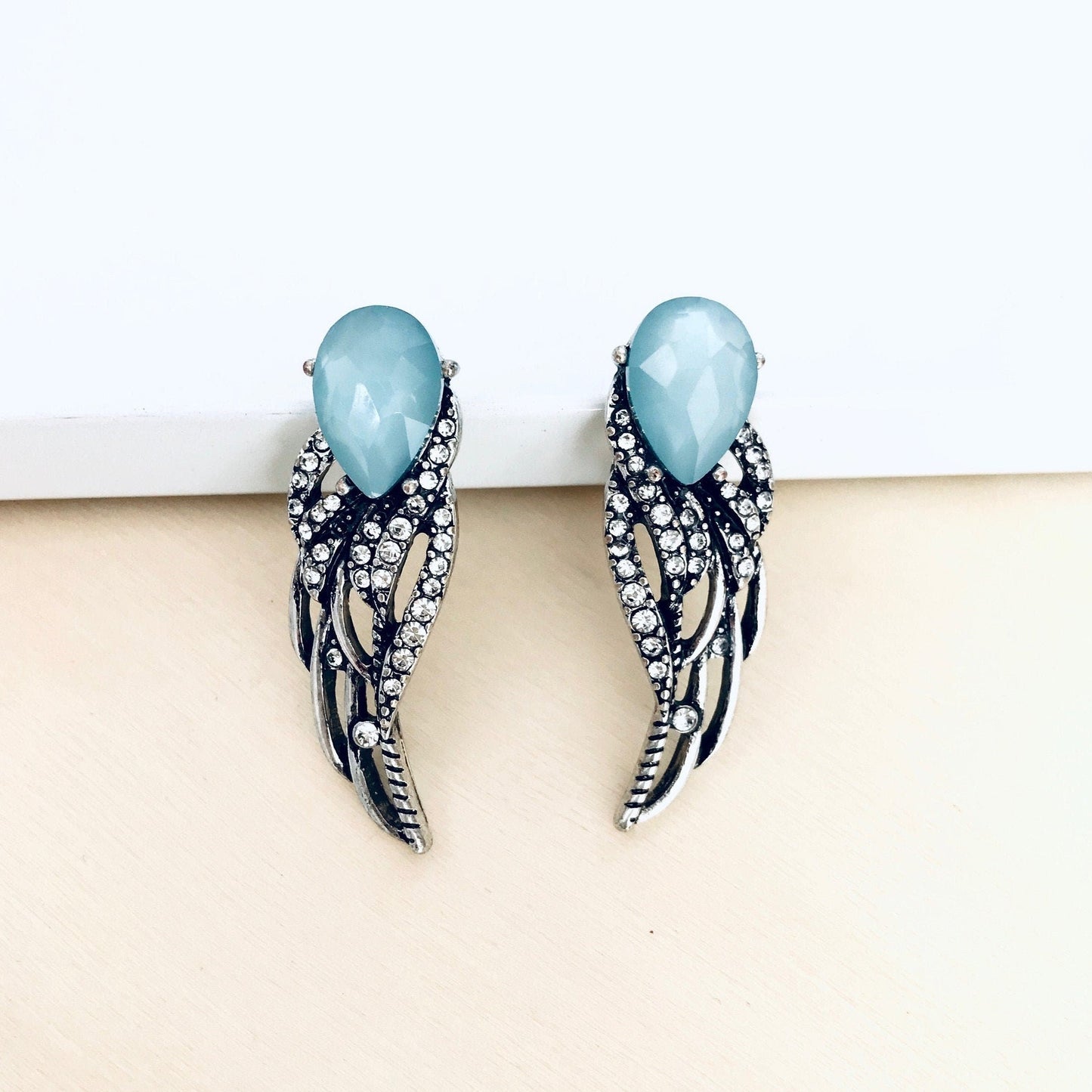 Crystal wings earrings