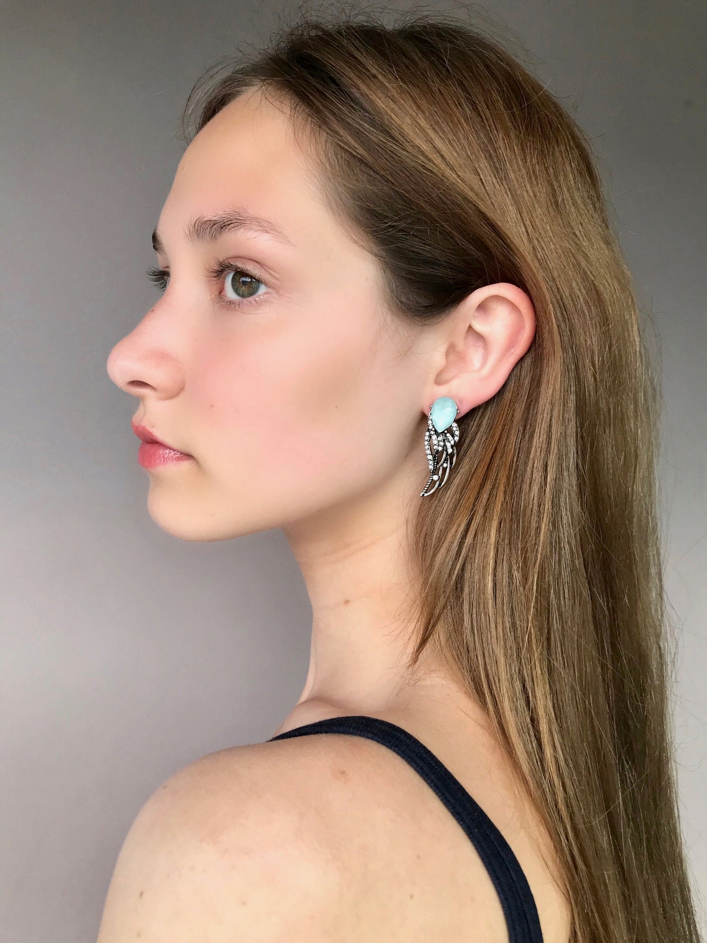 Crystal wings earrings