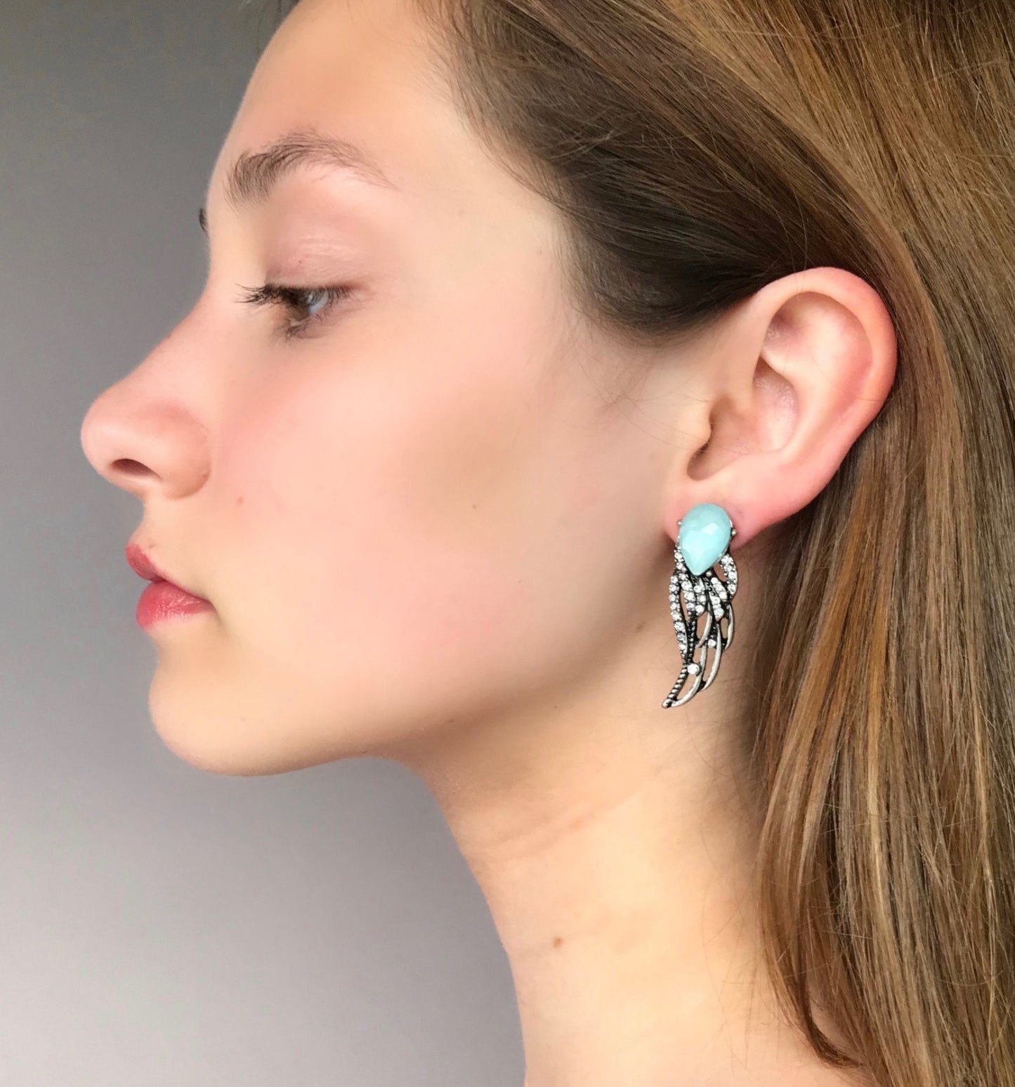 Crystal wings earrings