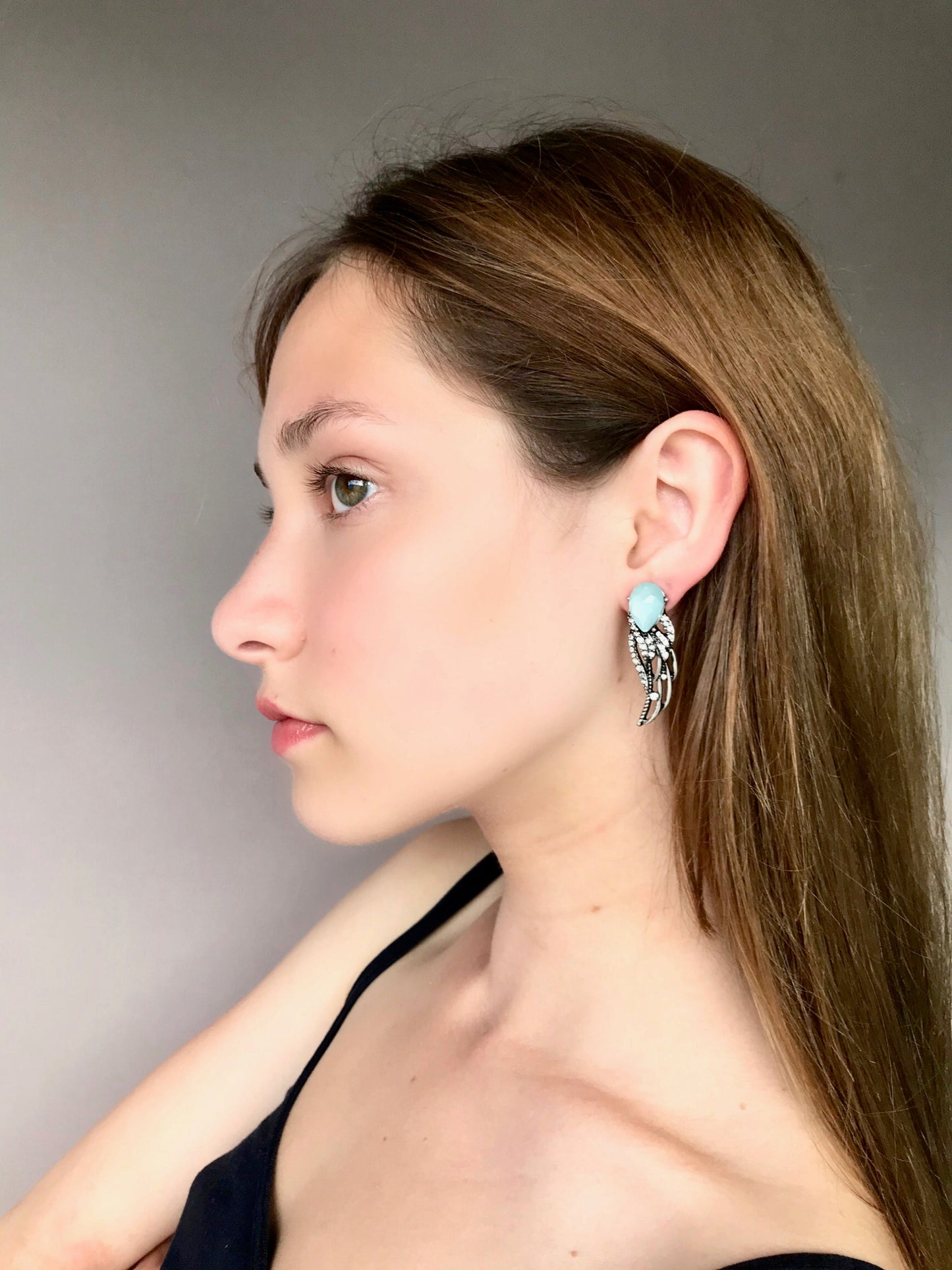 Crystal wings earrings