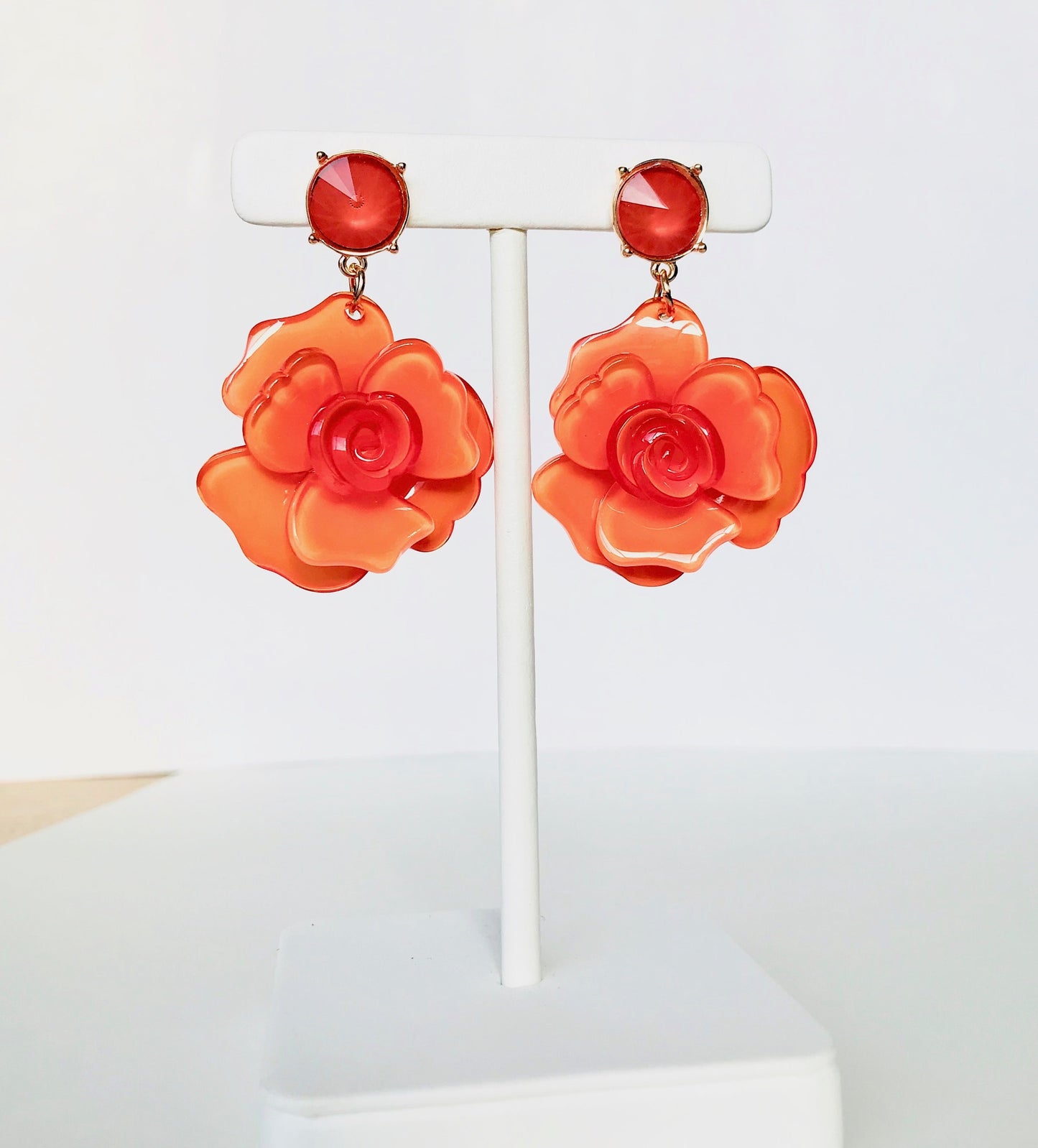 Mustard yellow flower earrings