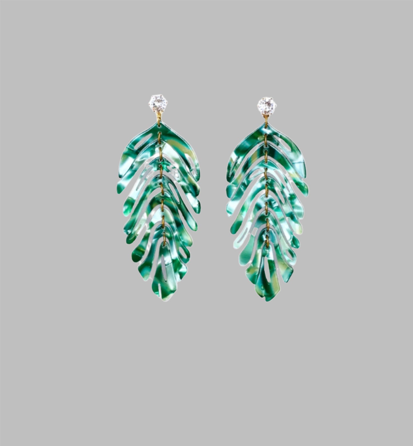 Green leaf boho earrings