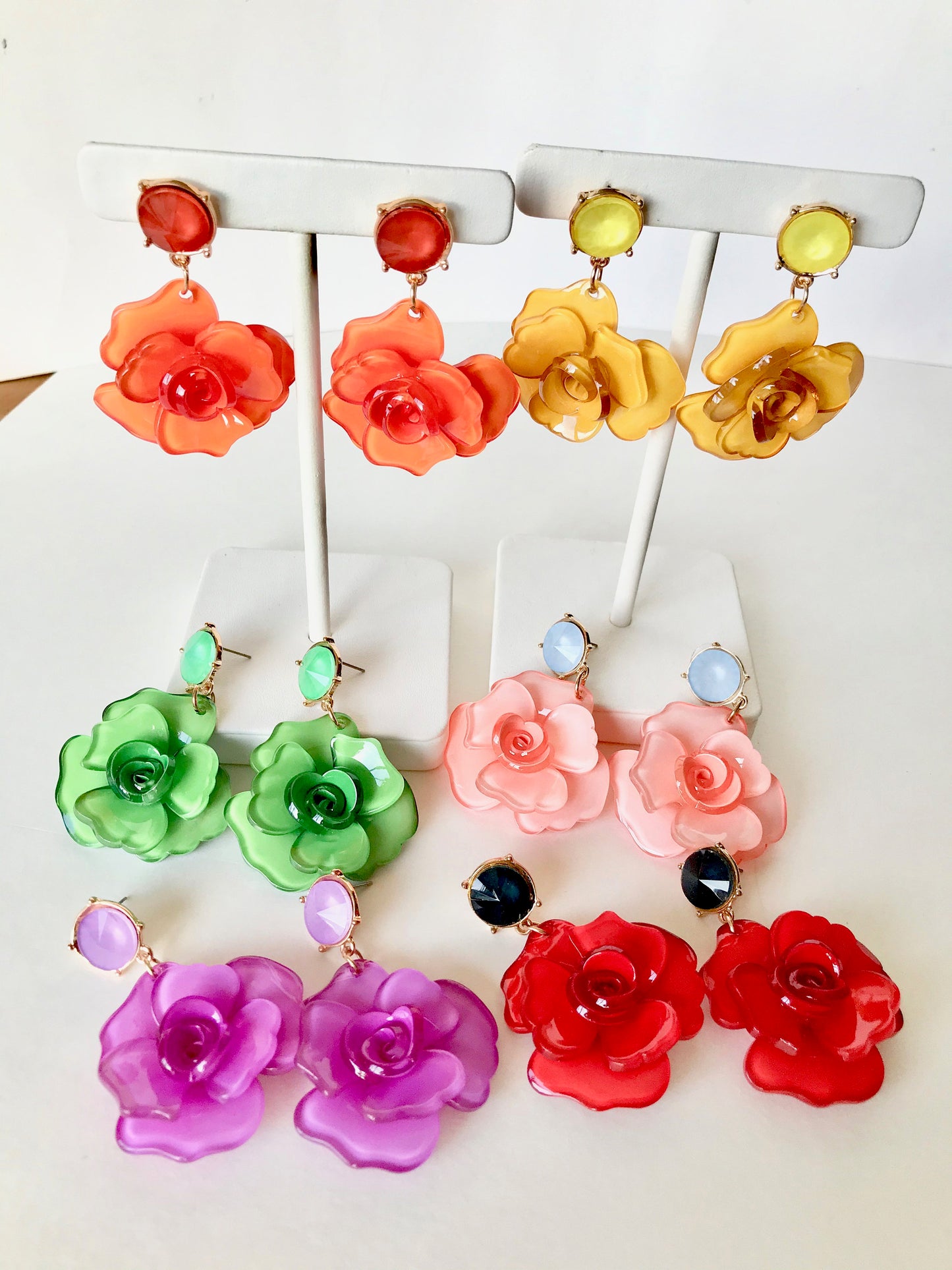 Mustard yellow flower earrings