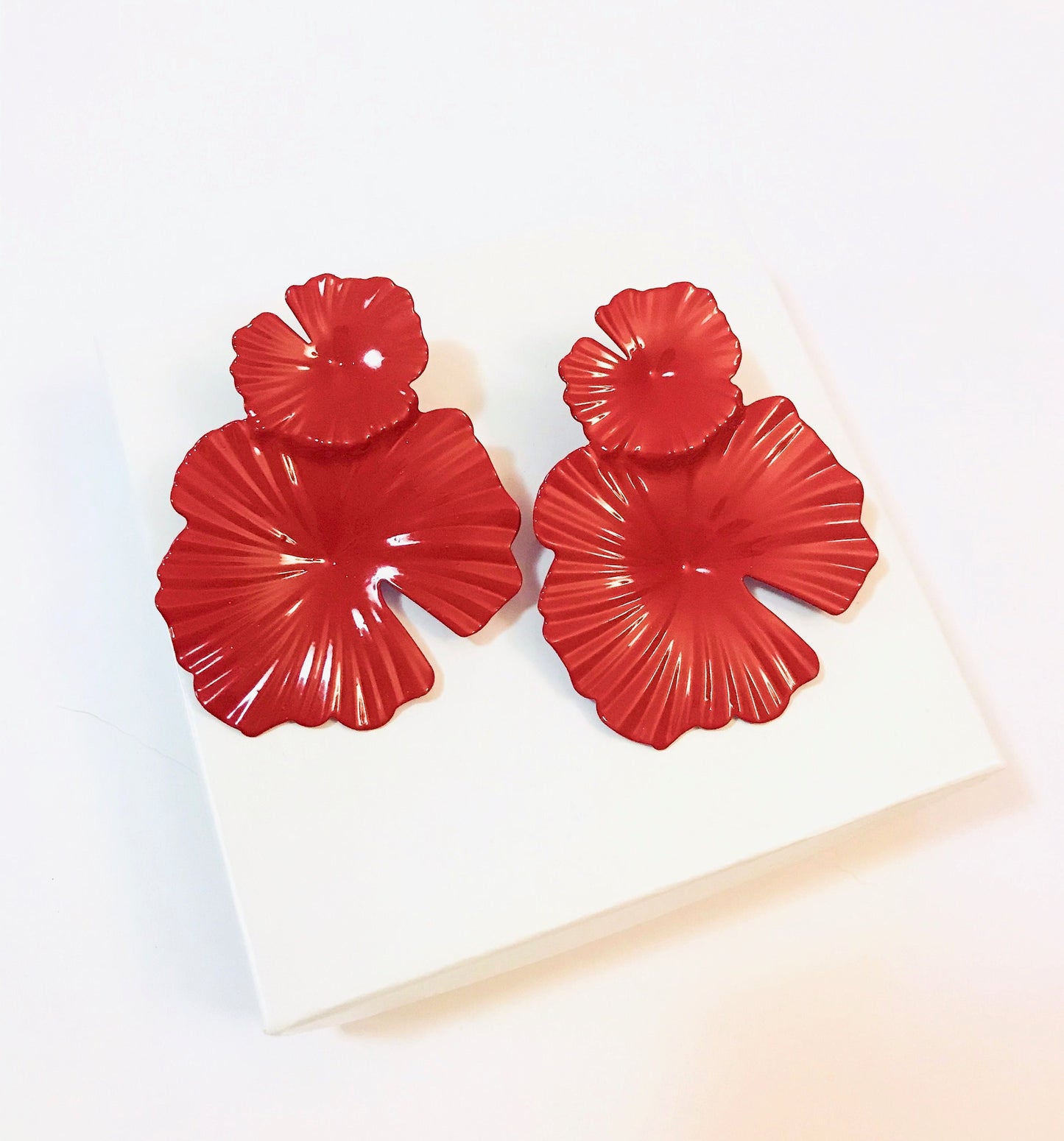 Red flower earrings