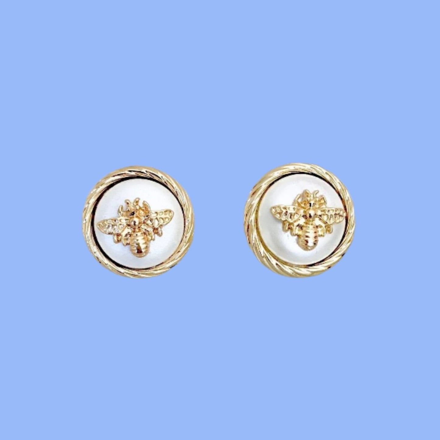 Gold small bee stud earrings