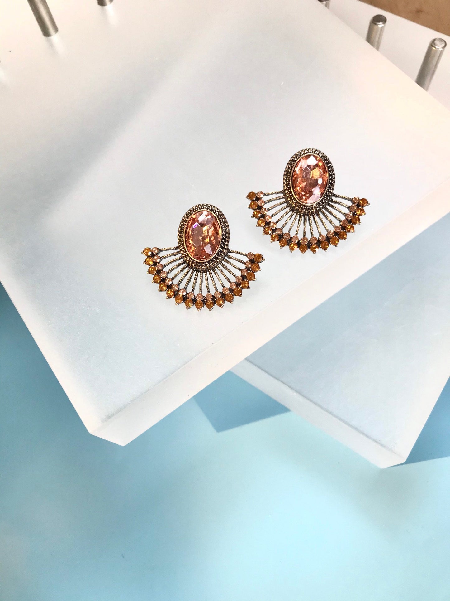 Amber crystal earrings