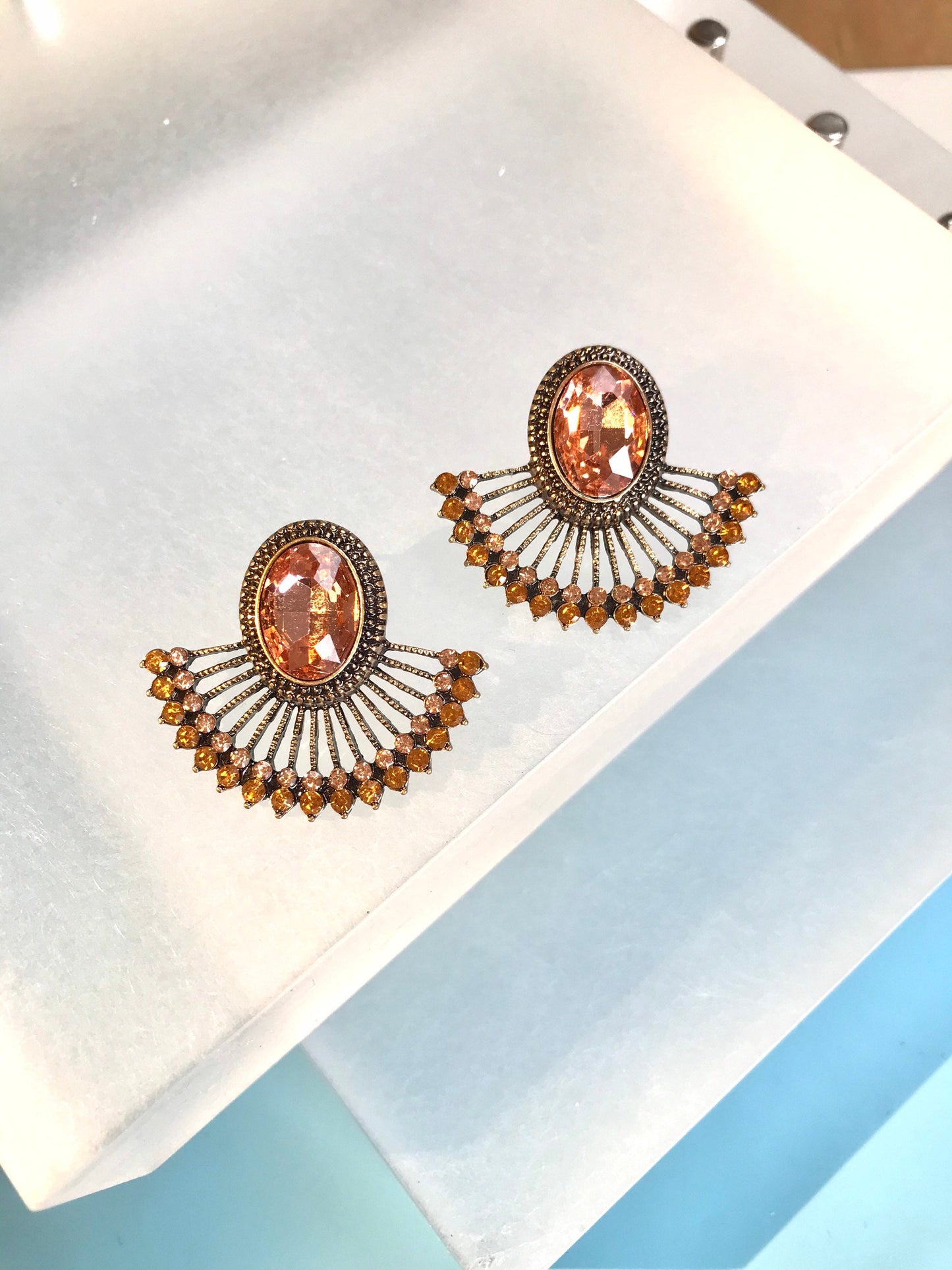 Amber crystal earrings