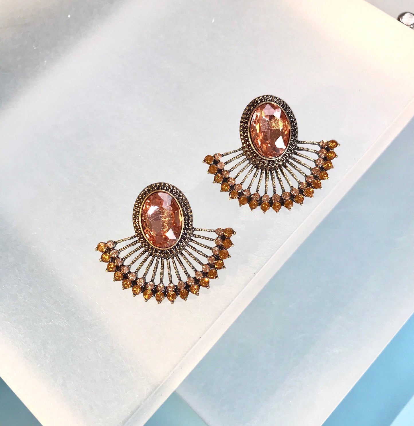 Amber crystal earrings