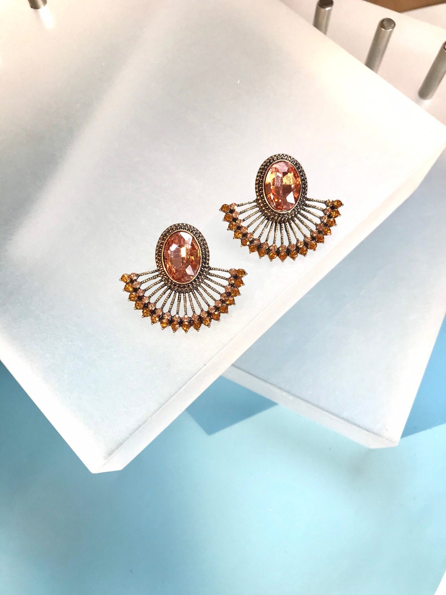 Amber crystal earrings