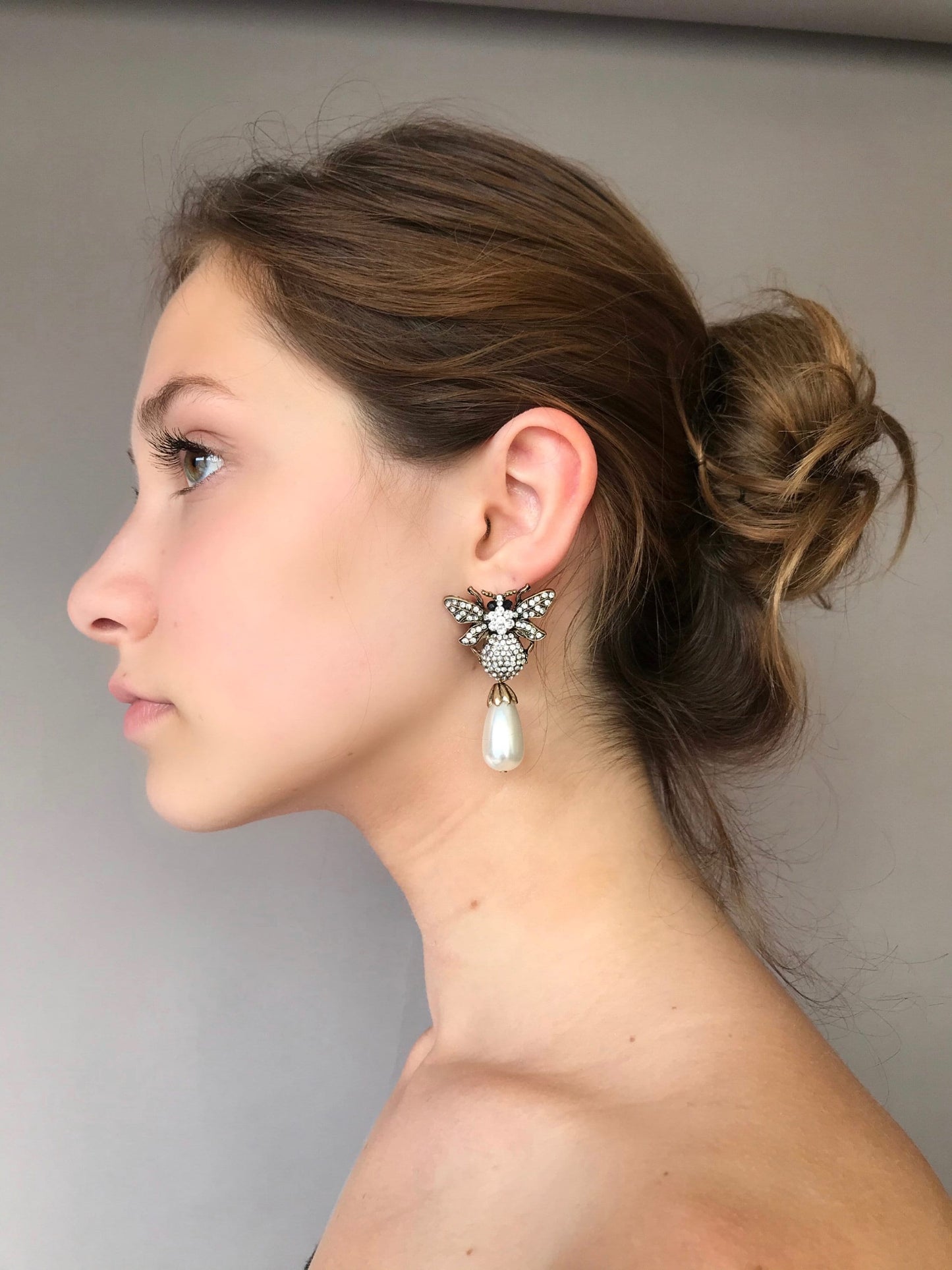 Crystal fly statement earrings