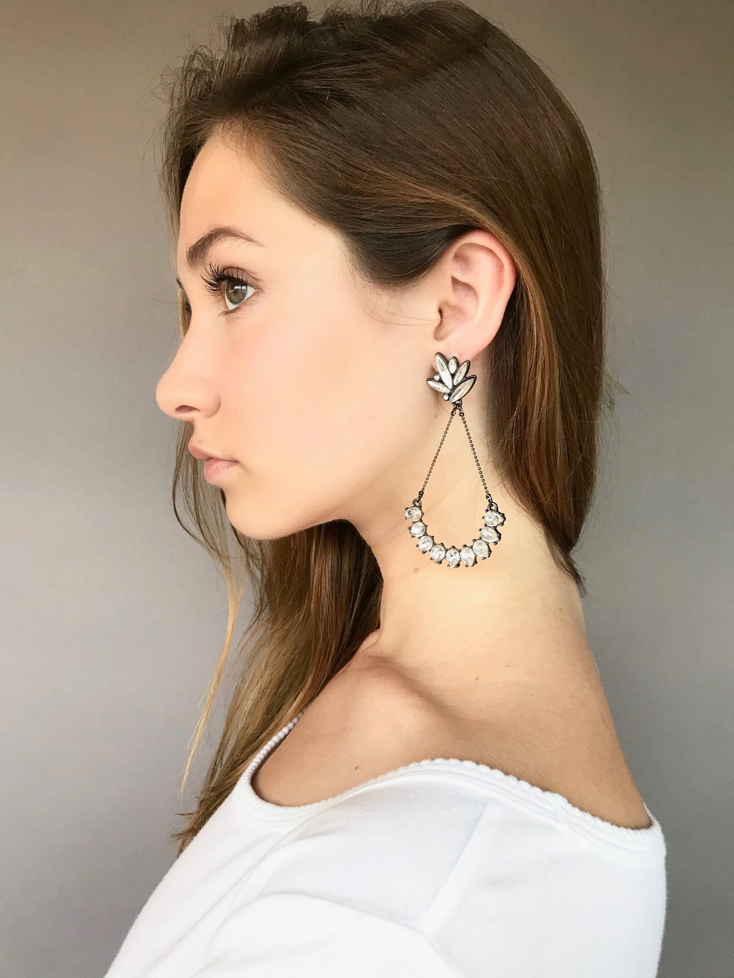 Crystal drop statement earrings