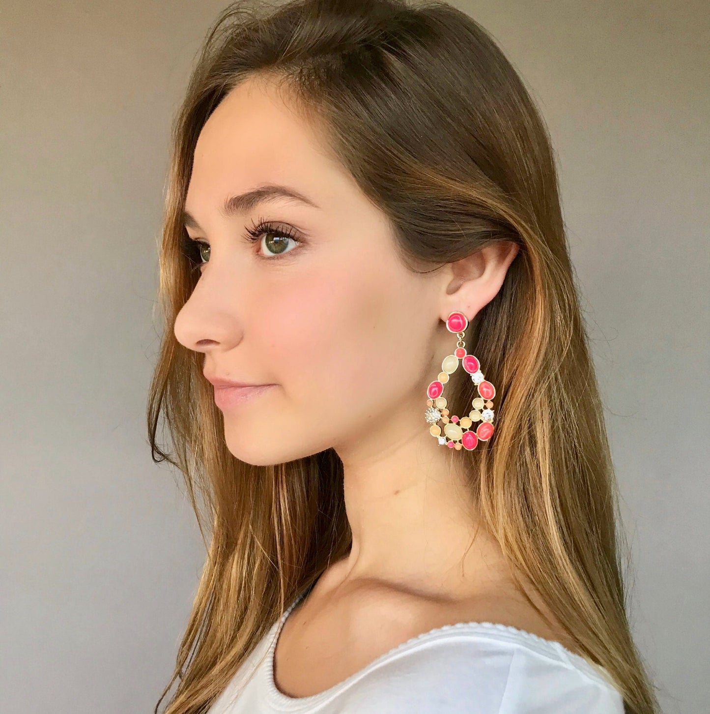 Coral red teardrop earrings