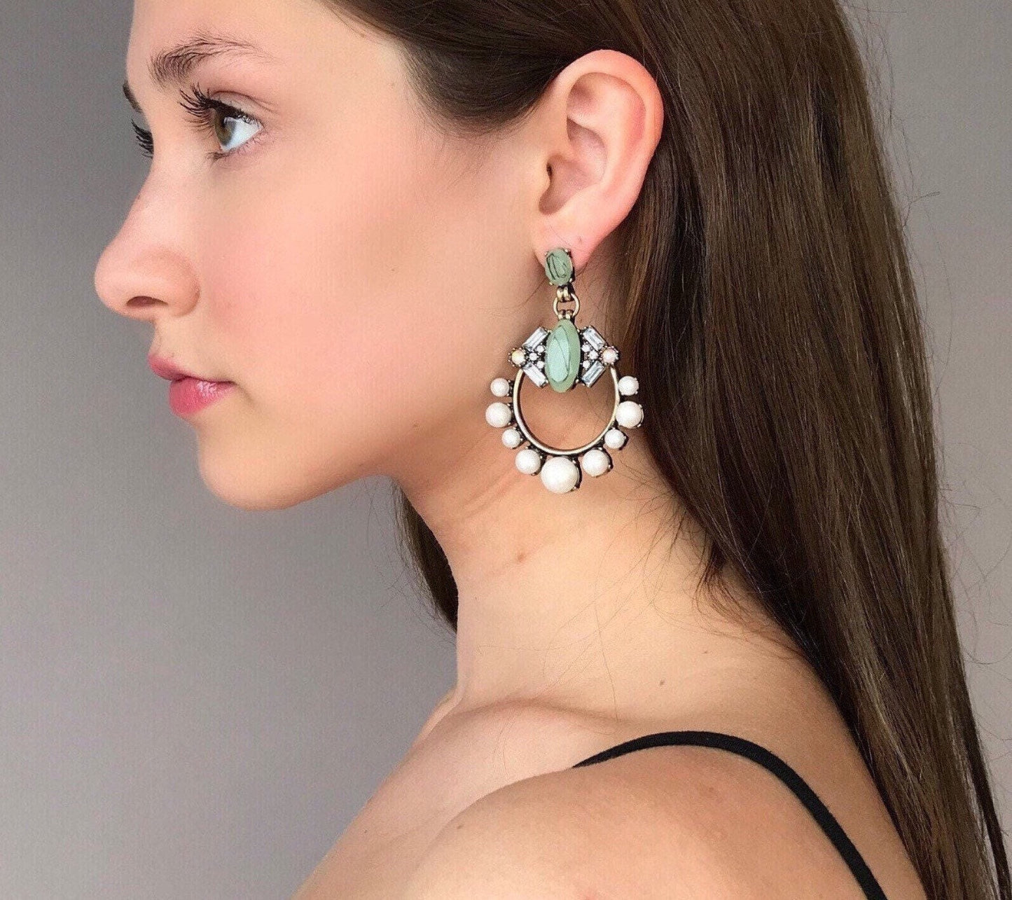 Art deco pearl earrings