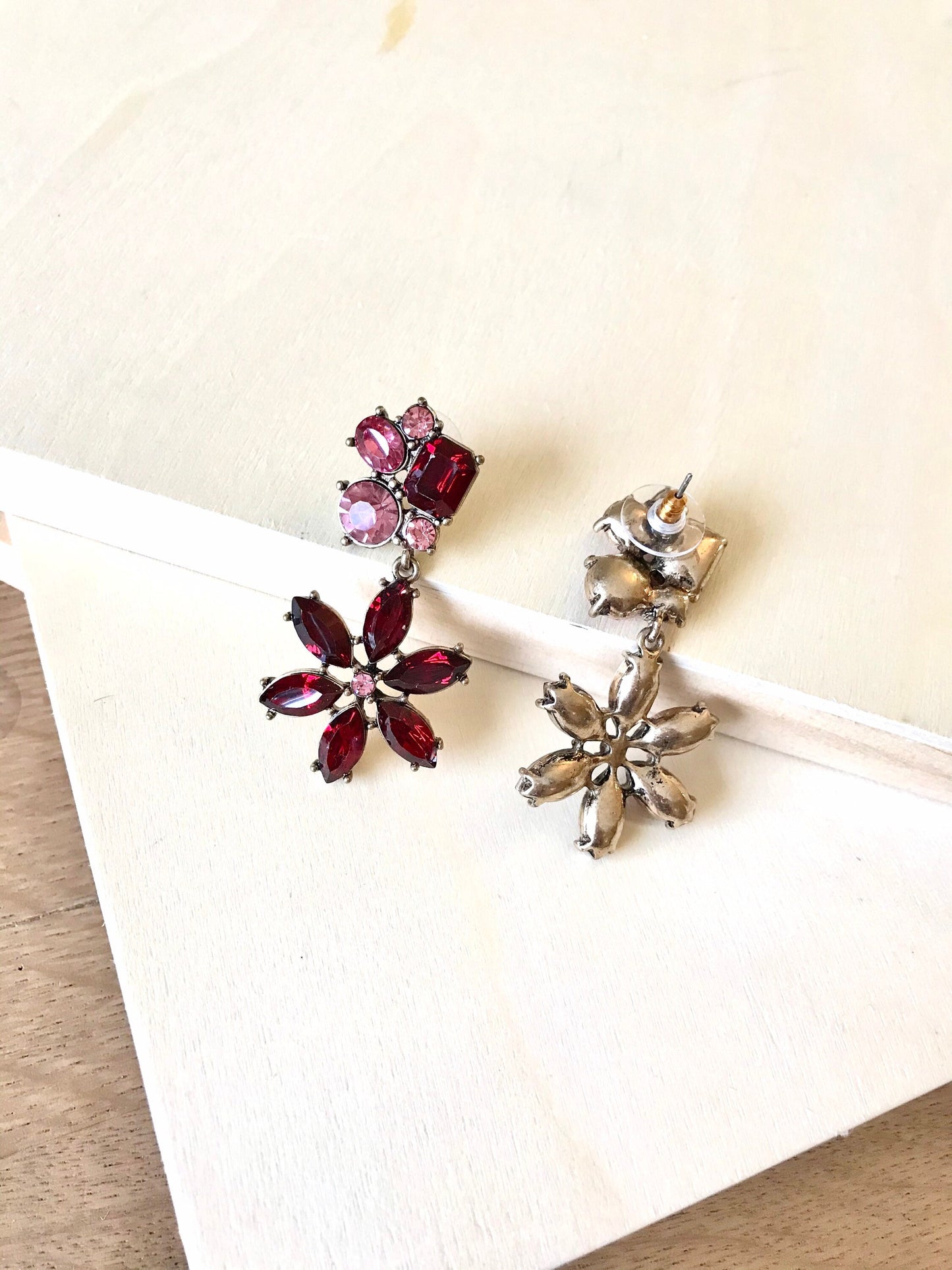 Blue crystal flower earrings