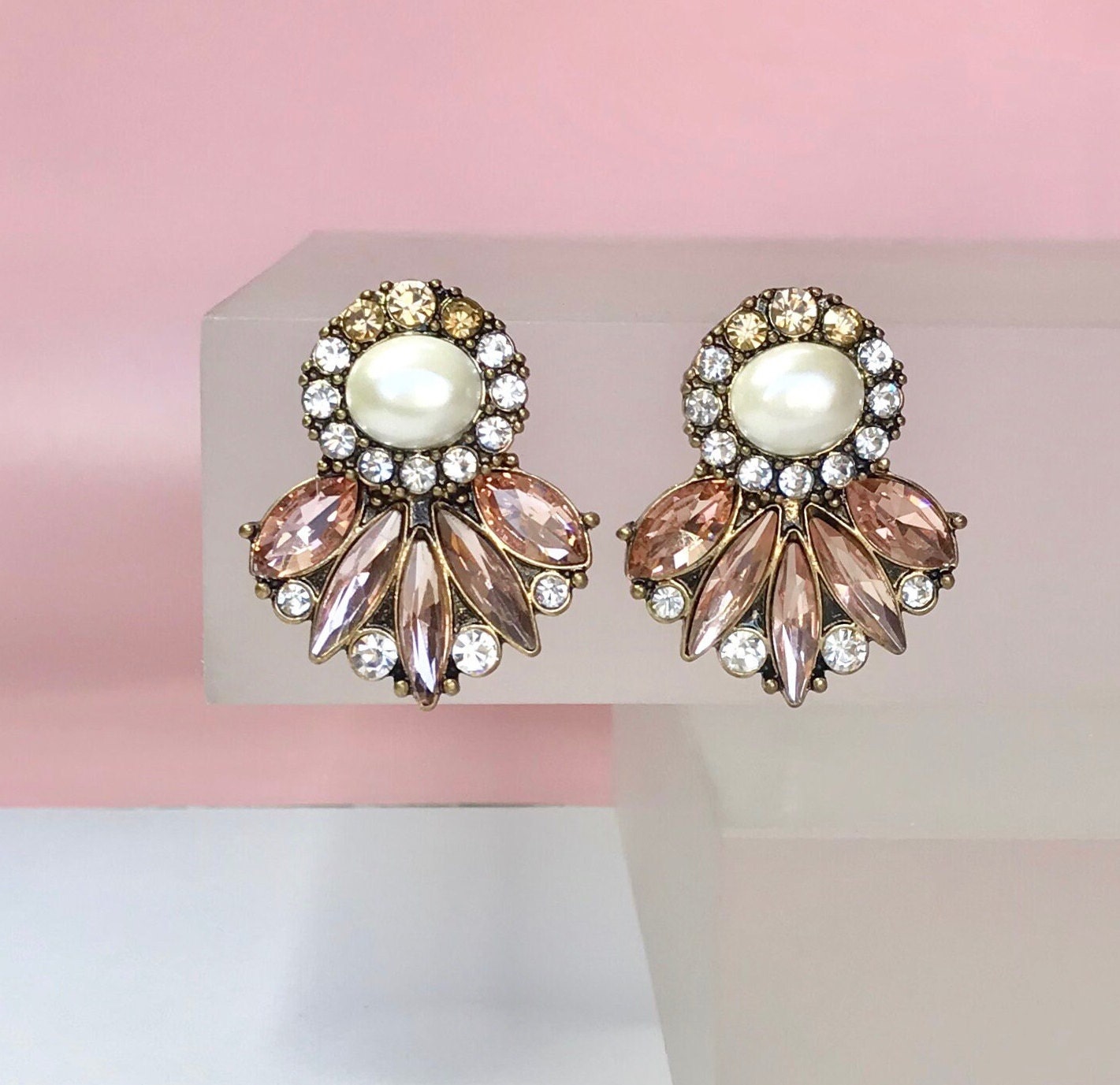 Pink crystal earrings