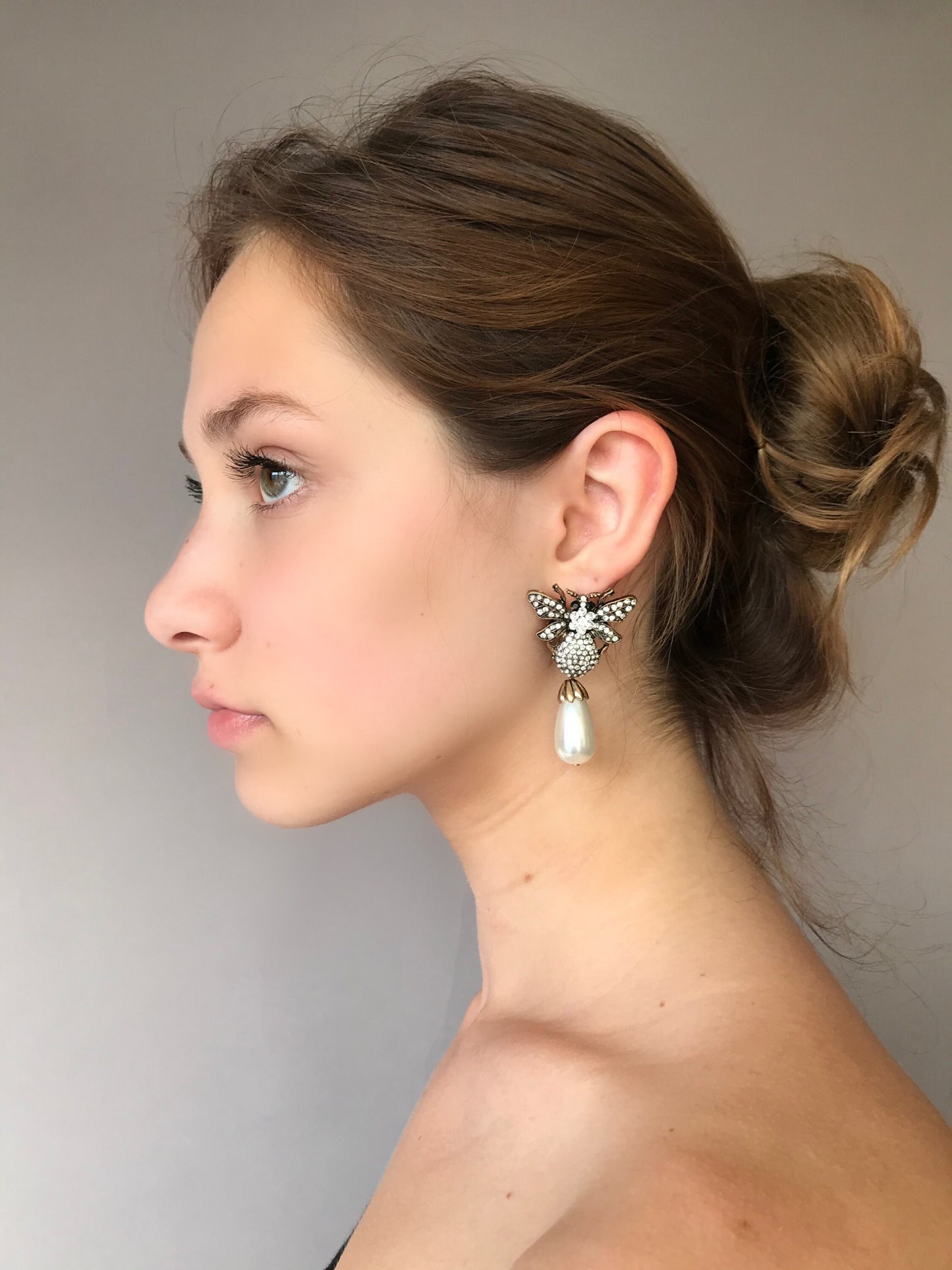 Crystal fly statement earrings