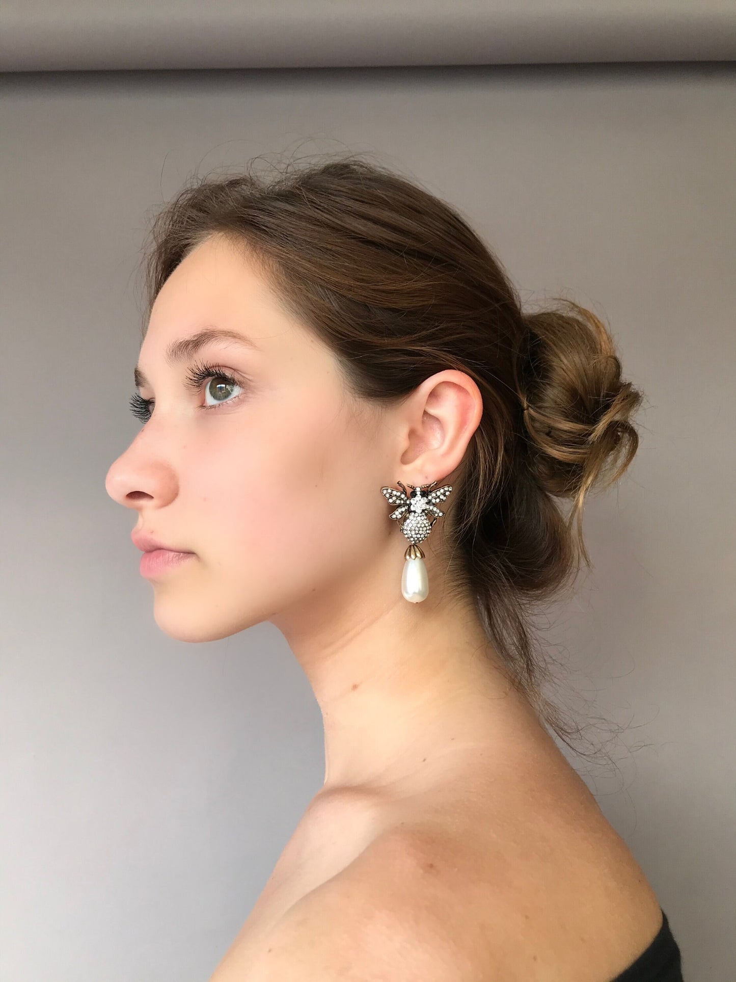 Crystal fly statement earrings