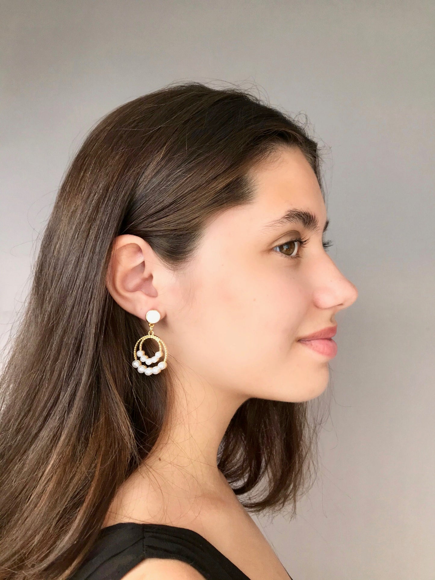 White earrings bridal earrings