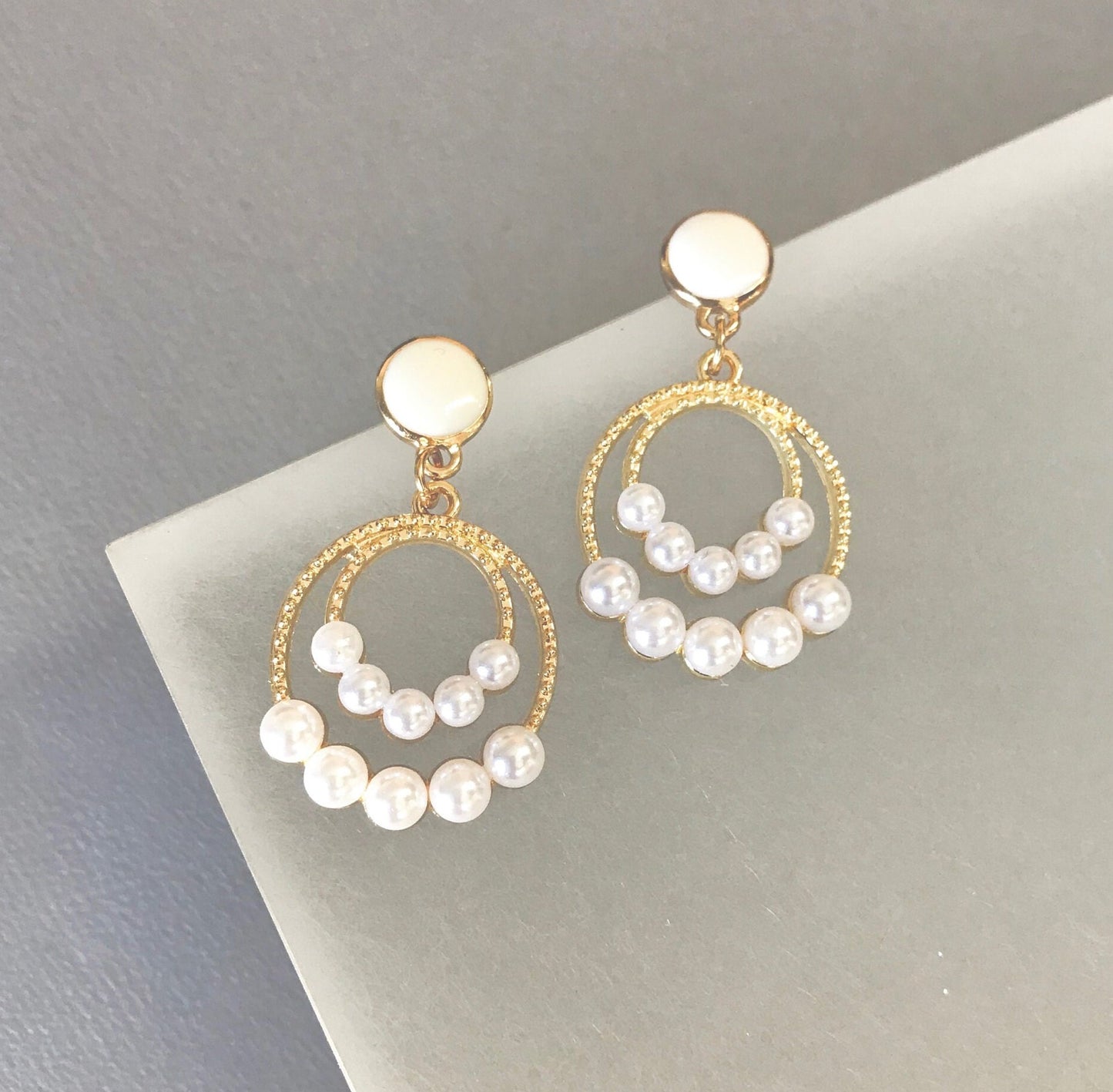 White earrings bridal earrings