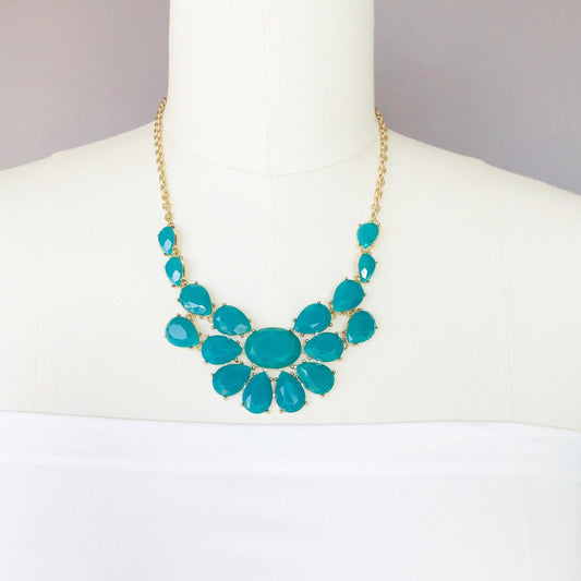 Turquoise green bib necklace