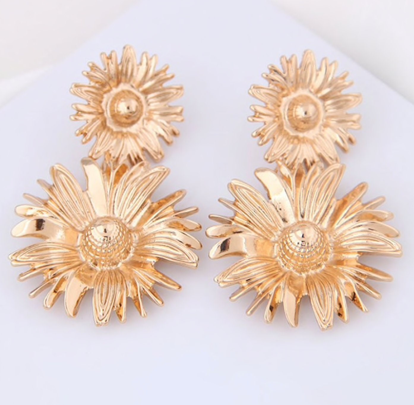 Gold sunflower earrings