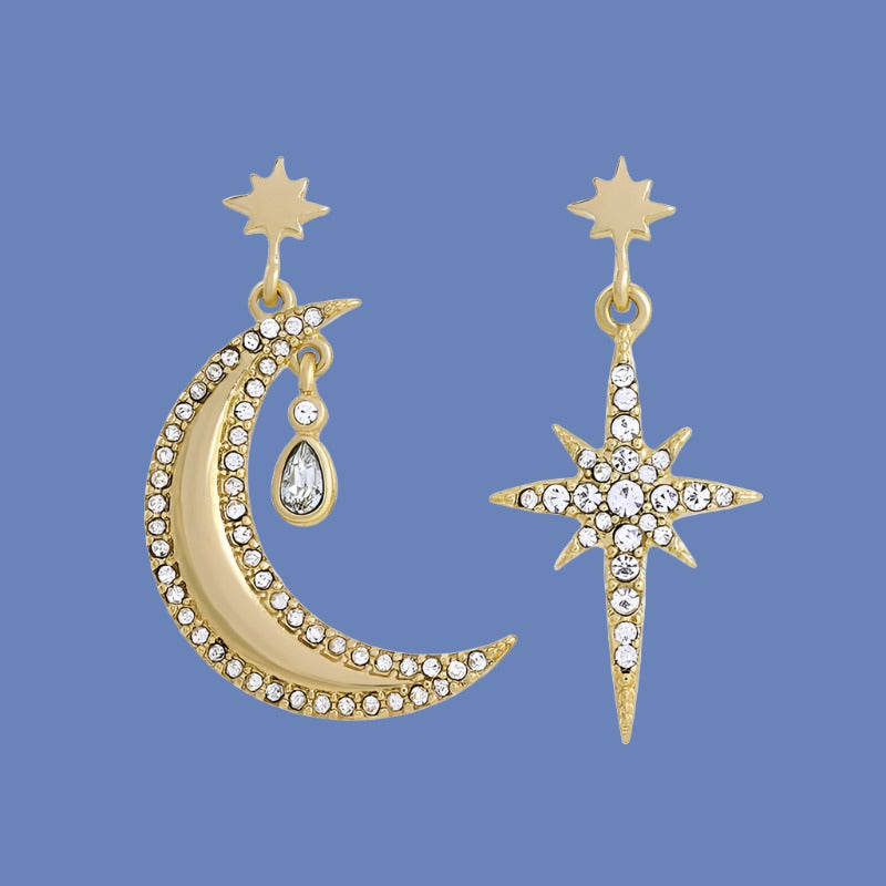 Crystal star and moon earrings