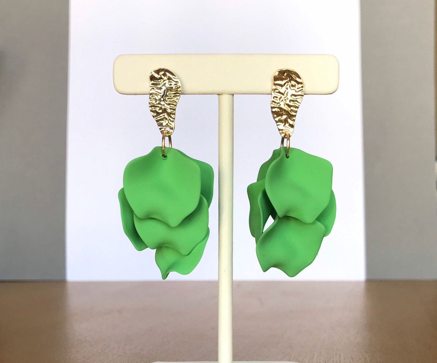 Canary yellow petal earrings