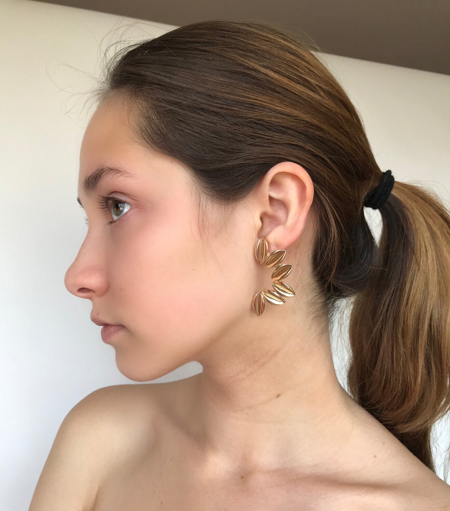 Gold coffee beans statement earrings