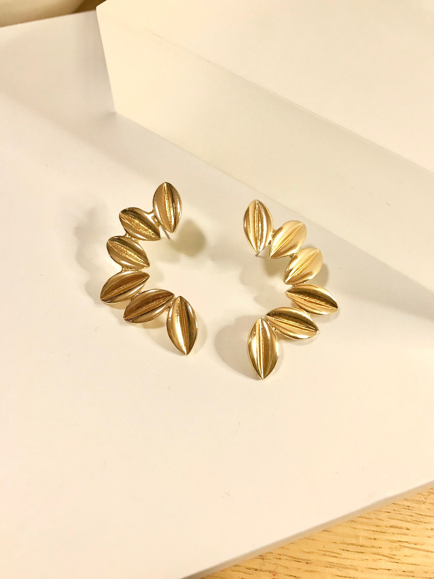 Gold coffee beans statement earrings