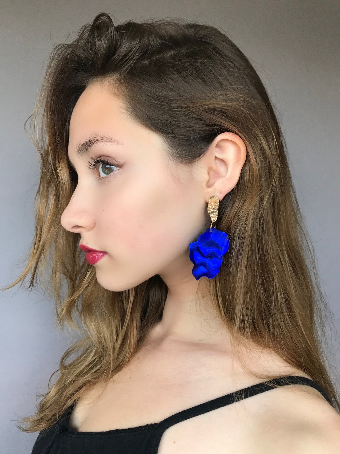 Lilac petal cascade earrings