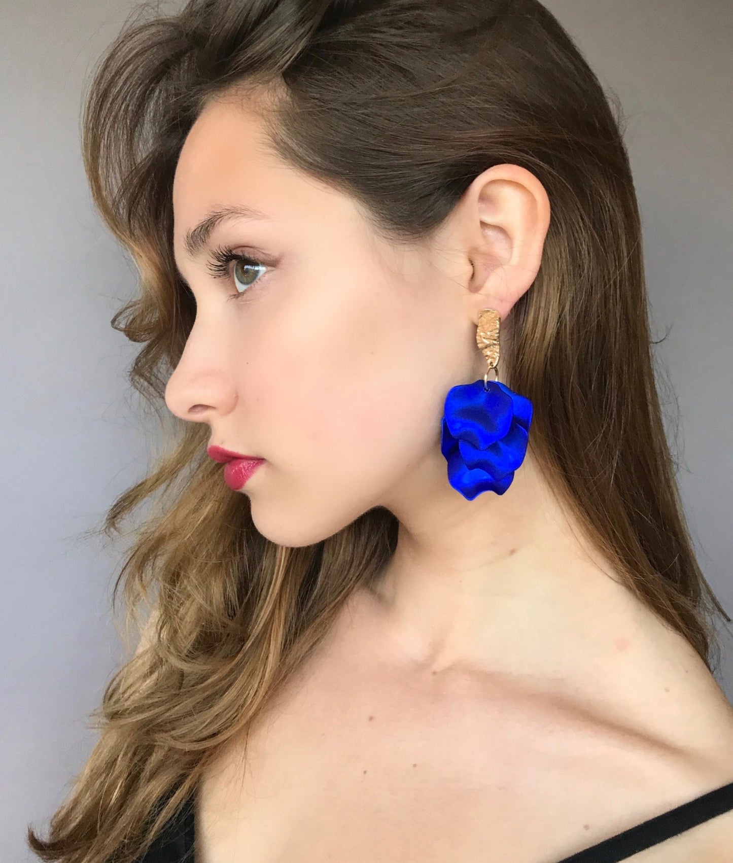 Lilac petal cascade earrings