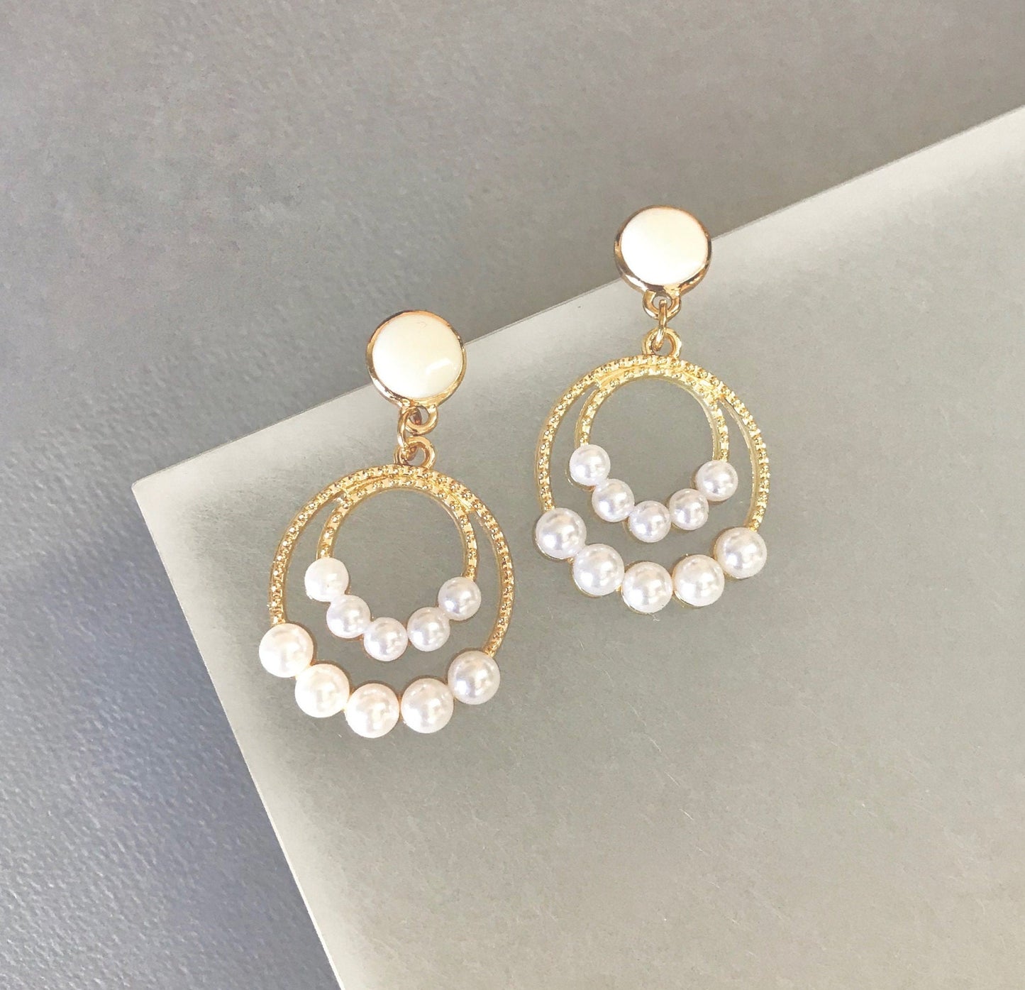 White earrings bridal earrings