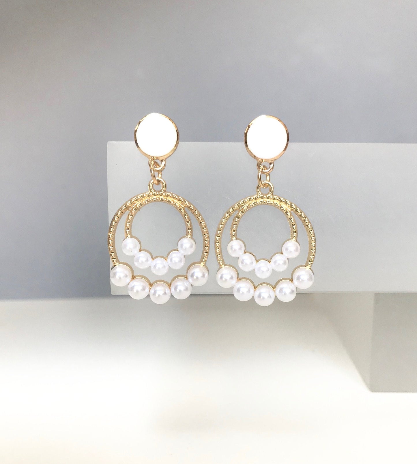 White earrings bridal earrings