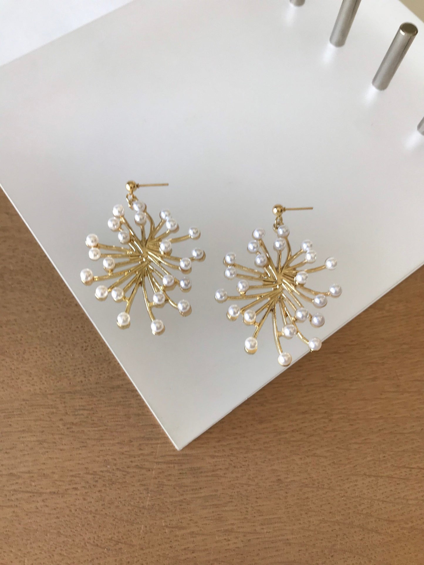 Large pearl flower earrings