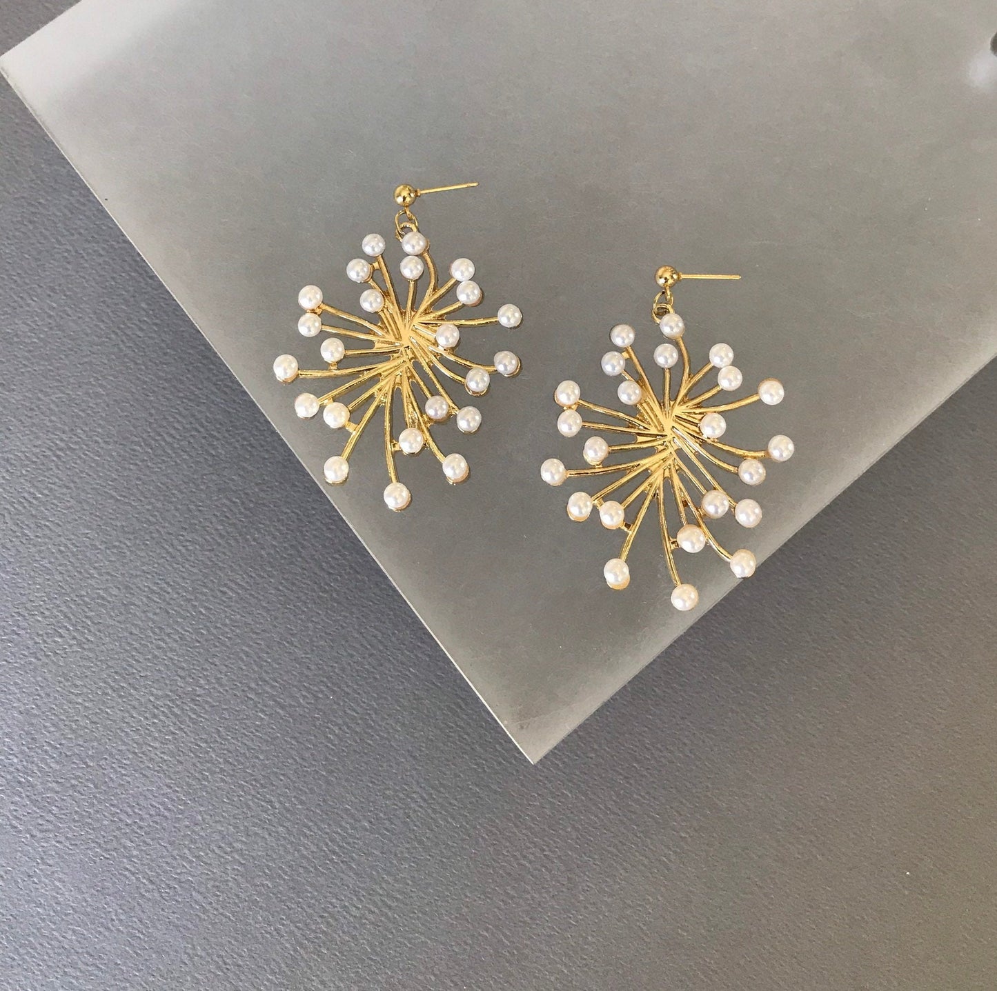 Large pearl flower earrings