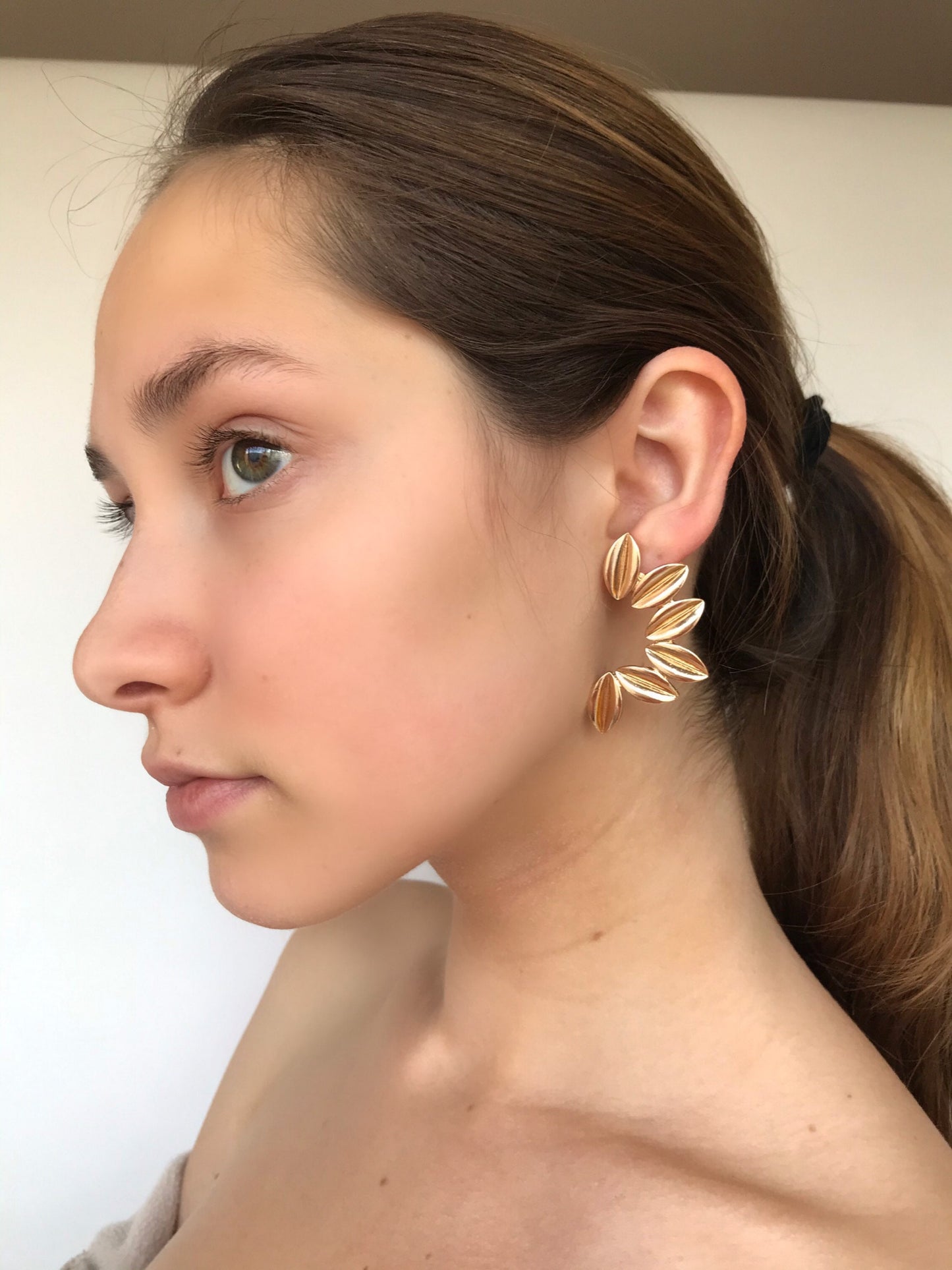 Gold coffee beans statement earrings