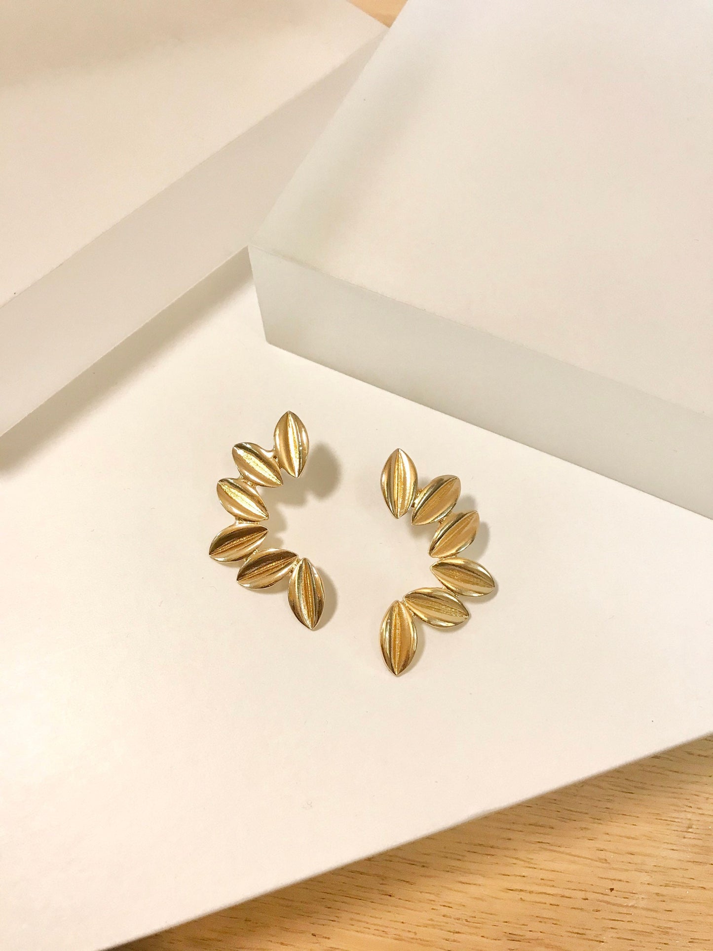 Gold coffee beans statement earrings