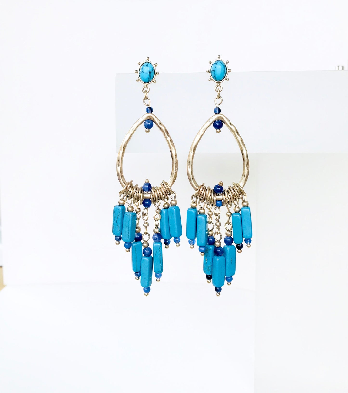 Turquoise earrings, statement boho earrings
